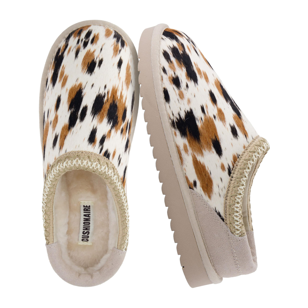 CUSHIONAIRE Keto Genuine Suede Leather Kids Slippers for Boys and Girls – Cozy Slip-On Mule House Shoes with Faux Fur Lining, Cushioned Memory Foam Comfort