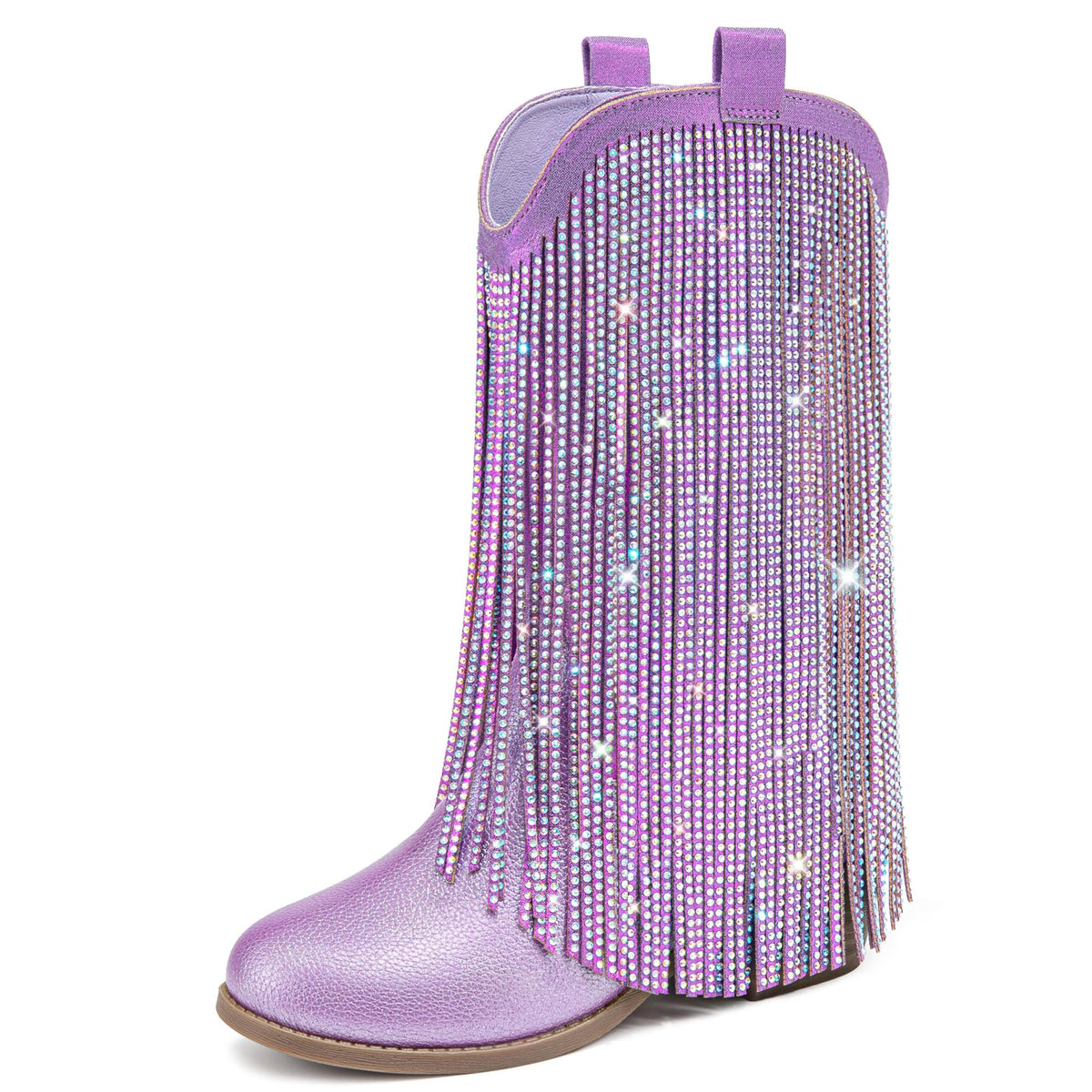 LAURMOSA Rhinestone Fringe Cowgirl Boots for Girls Cowboy Boots for Kids