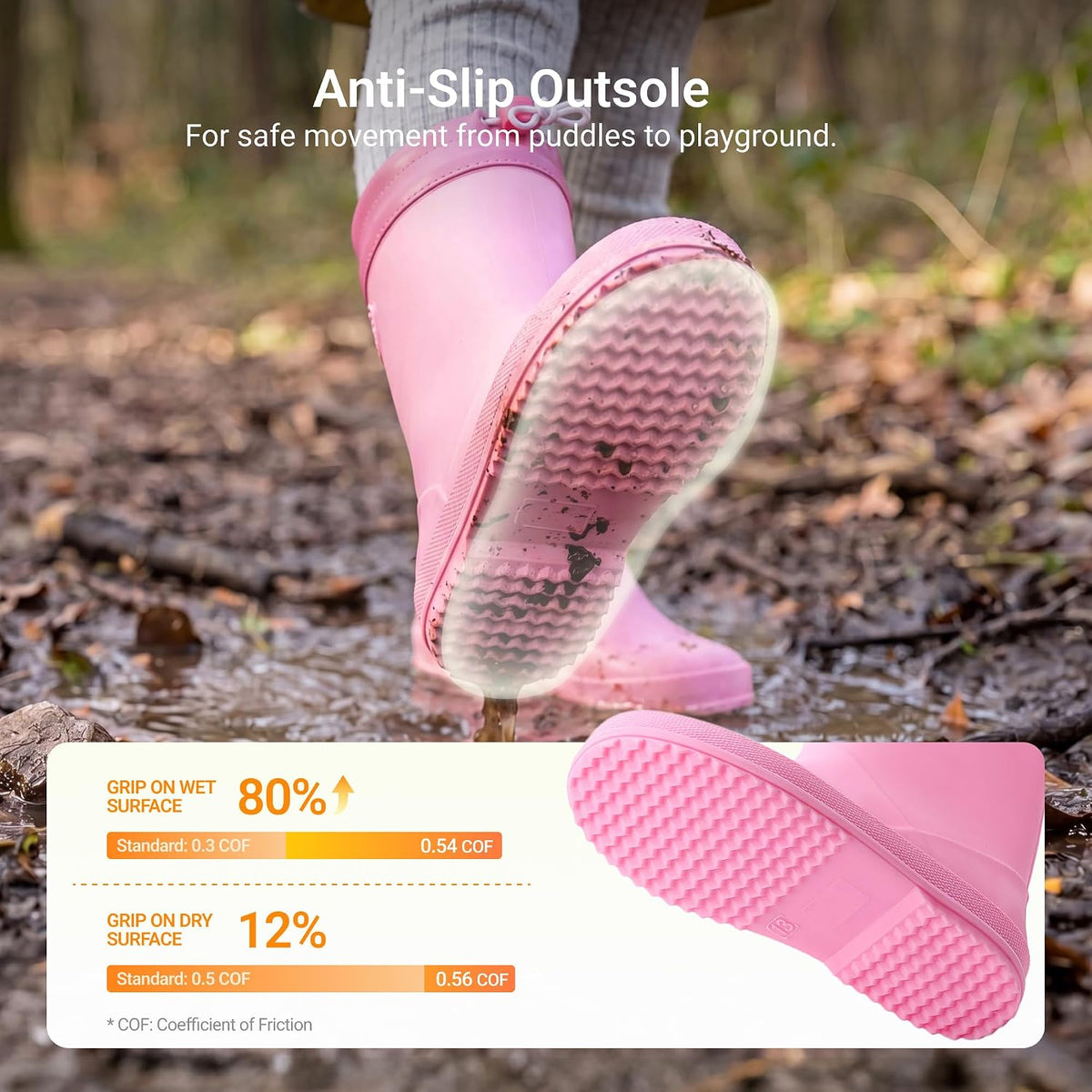 DREAM PAIRS Kids Waterproof Drawstring Rain Boots