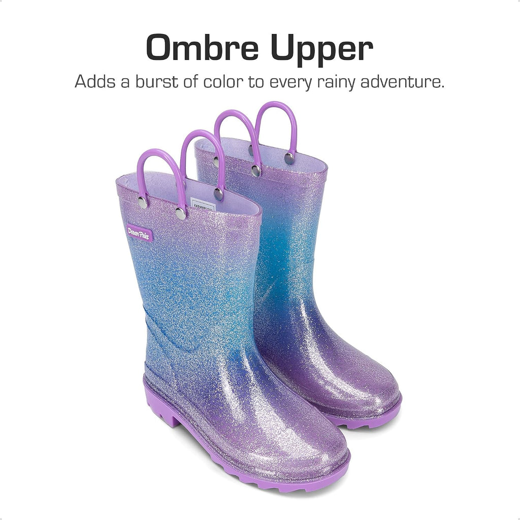 DREAM PAIRS Kids Glitter Rain Boots