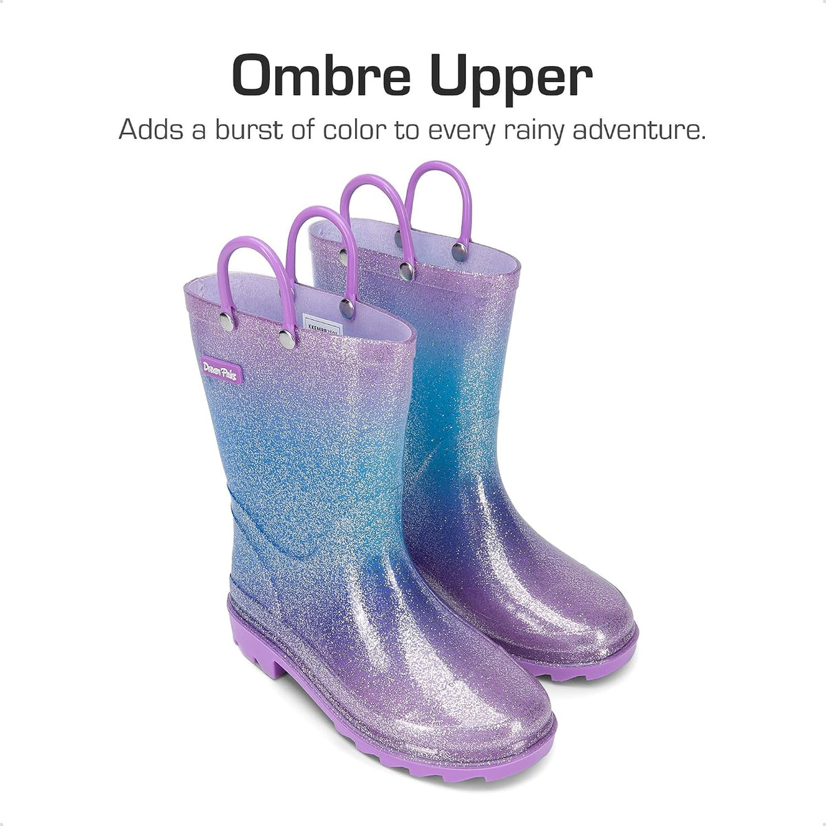 DREAM PAIRS Kids Glitter Rain Boots