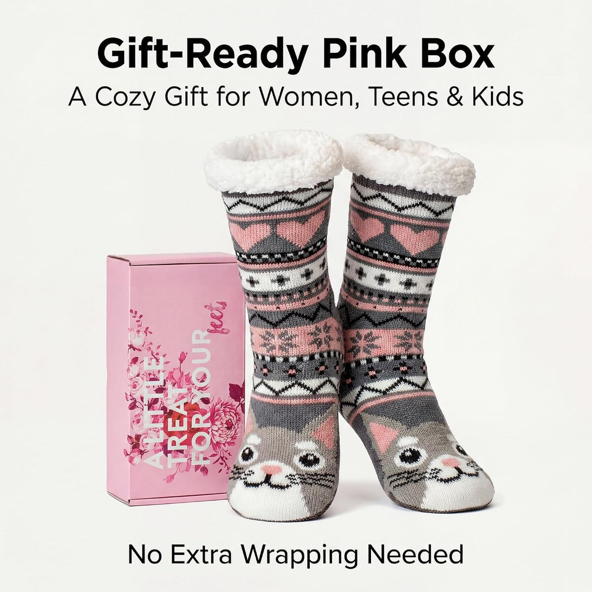 cosyone1997 Fuzzy Slipper Socks for Women and Kids with Grips Cozy Gifts