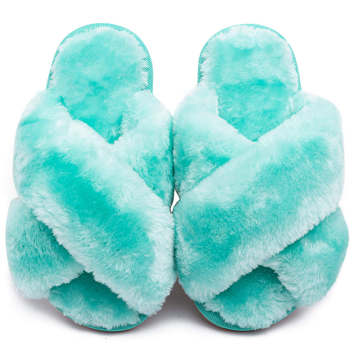 Girls Fluffy Slippers Kids Open Toe House Shoes Soft Plush Slides Sandals