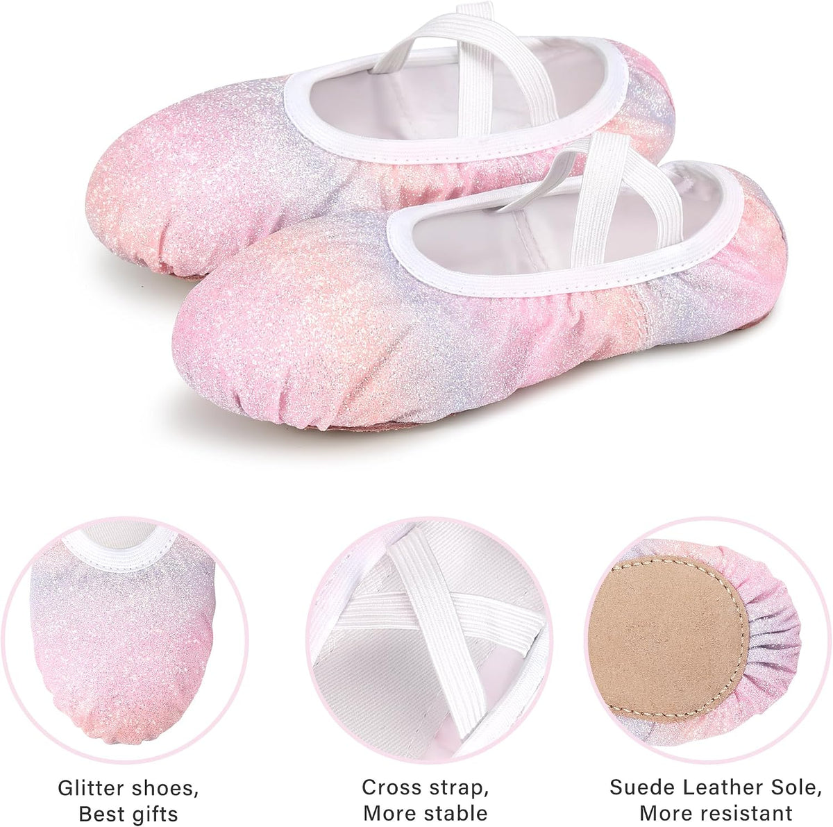 Stelle Ballet Slippers for Girls Glitter Metallic Vegan Leather
