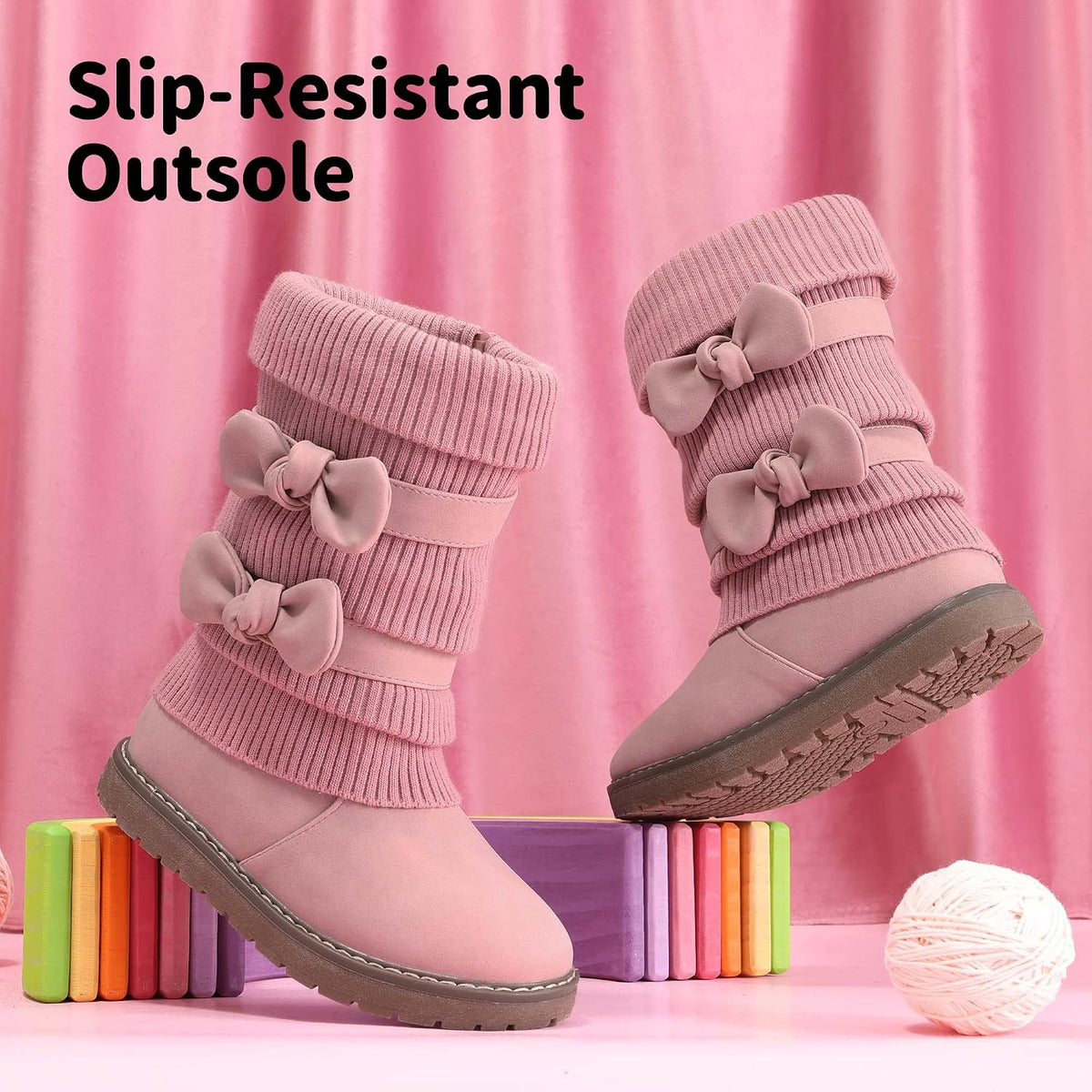 DREAM PAIRS Girls Winter Mid Calf Snow Boots