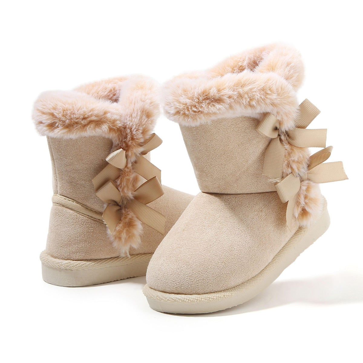 LONSOEN Winter Warm Boots Faux Fur Mid Calf Booties for Toddler Little Kid