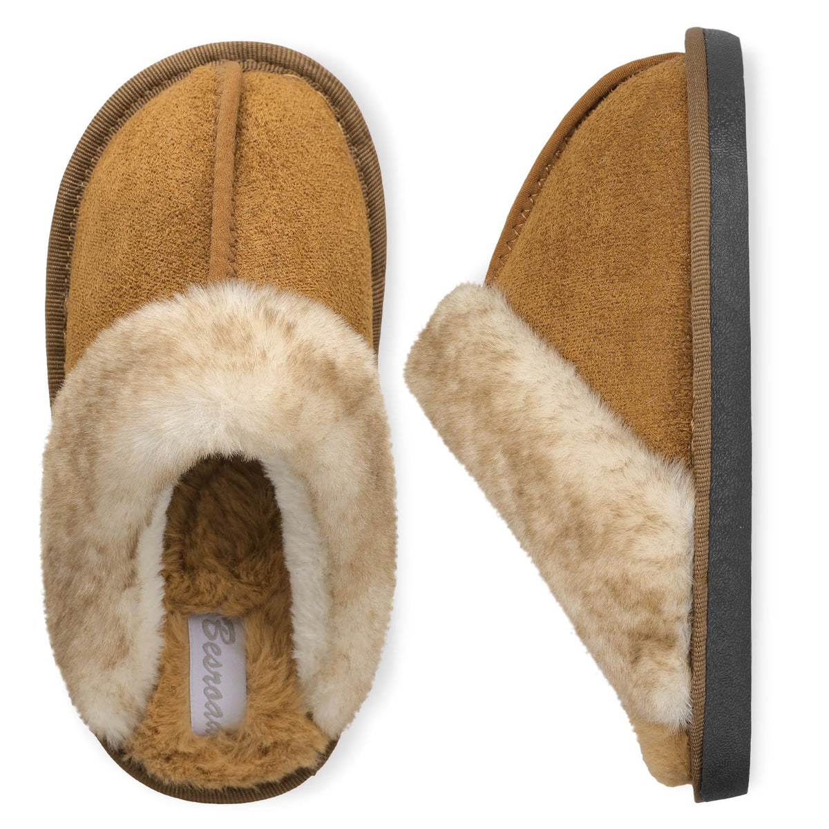 Besroad Kids Slippers Girls Boys Fuzzy House Slippers Warm Memory Foam House Shoes Soft Plush Bedroom Slippers Slides Indoor Outdoor