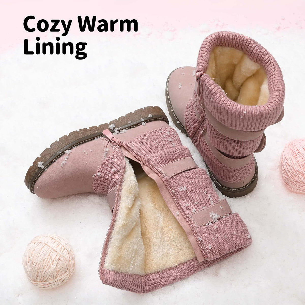 DREAM PAIRS Girls Winter Mid Calf Snow Boots