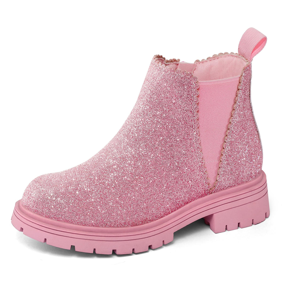 K KomForme Girls Chelsea Boots，Kids Ankle Boots with Side Zipper