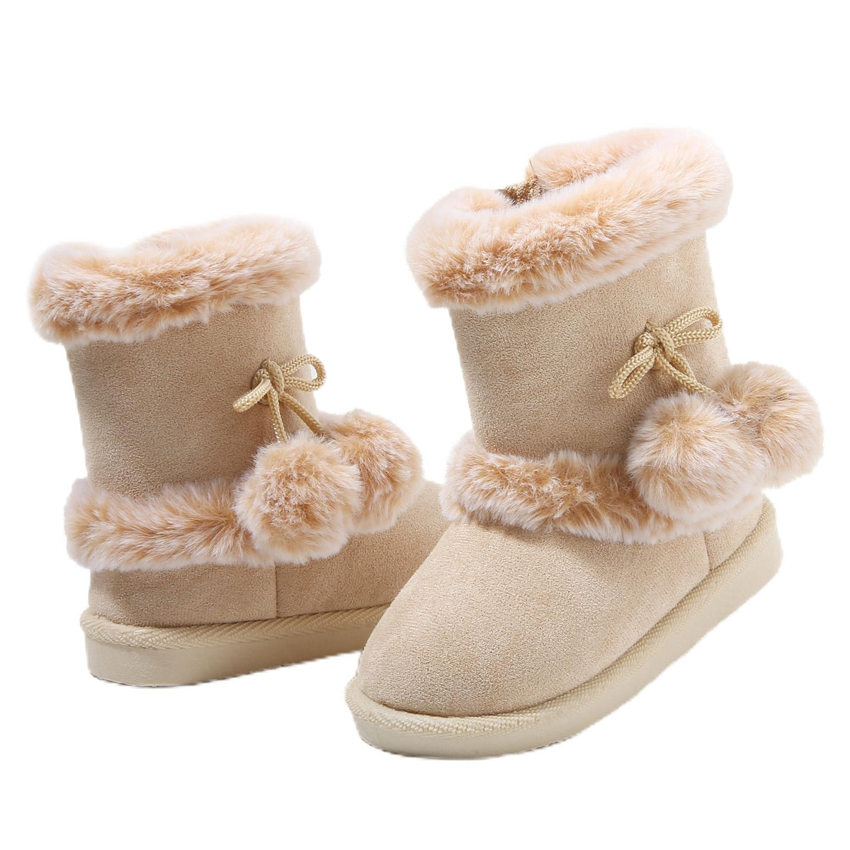 LONSOEN Winter Warm Boots Faux Fur Mid Calf Booties for Toddler Little Kid