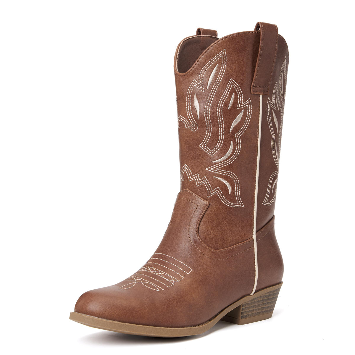 vodvob Girls Kids Western Boots Round Toe Embroidered Cowgirl Cowboy Boots