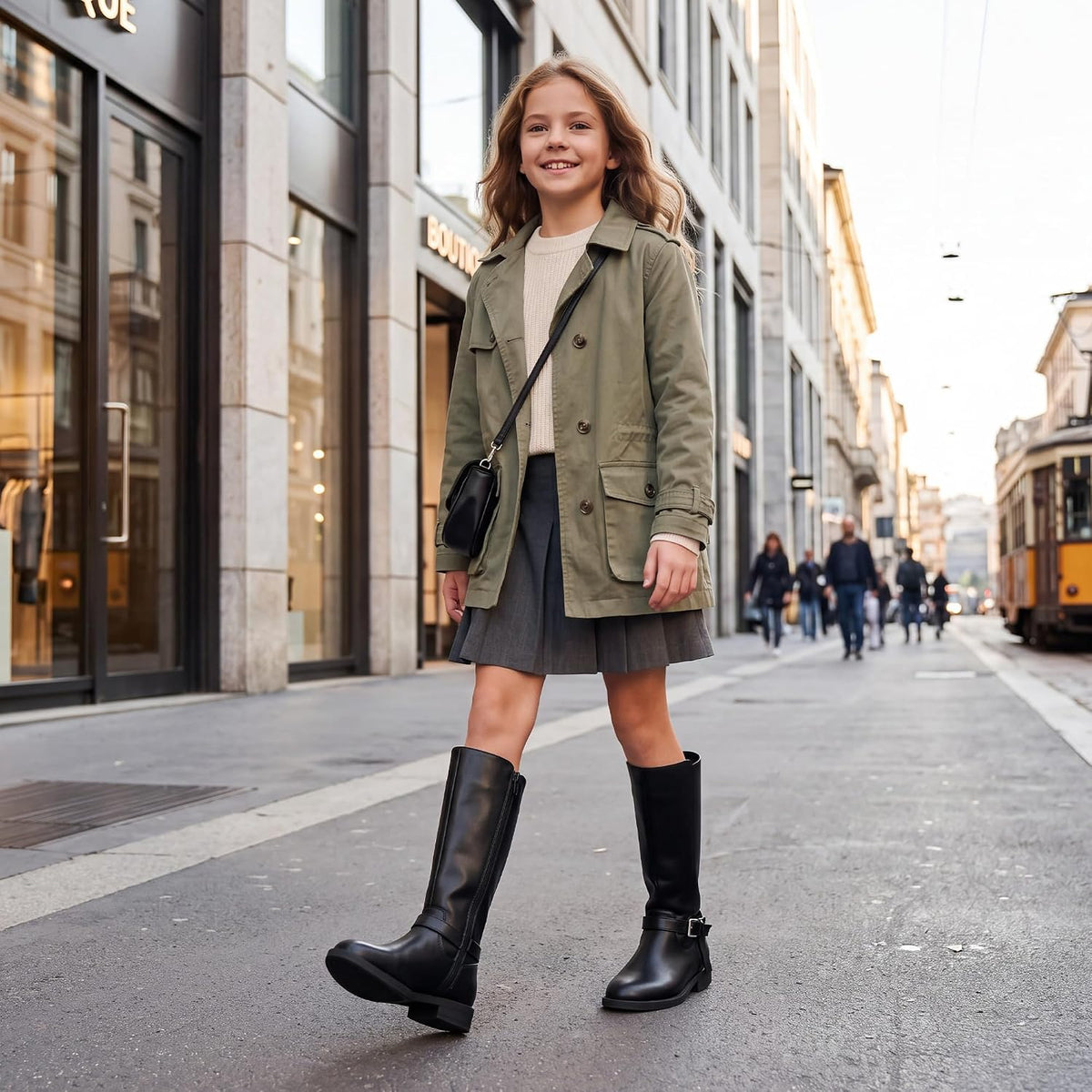 Stelle Girls Knee High Boots with Side Zipper Riding Boots