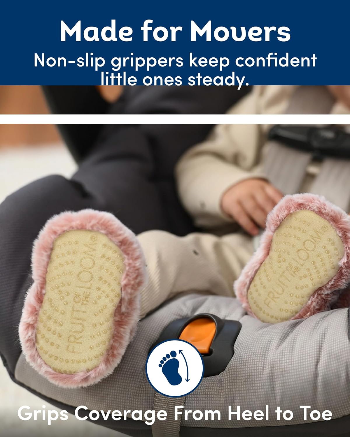 Fruit of the Loom Cozy Thermal Wrap Booties with Non-slip Grips for Baby Girls, Boys, Unisex -
