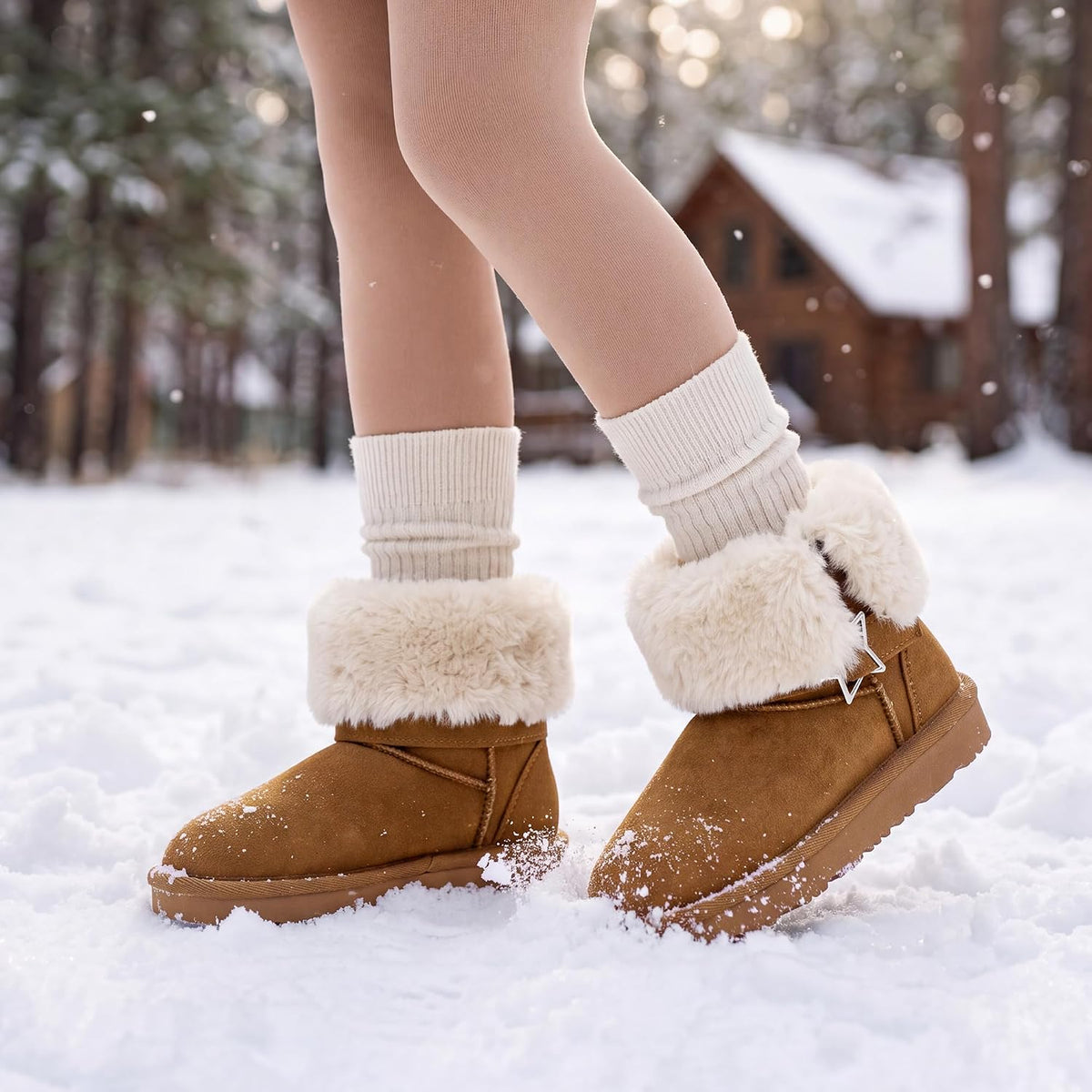 Stelle Girls Winter Boots Faux Fur Lined Fold-Down Collar