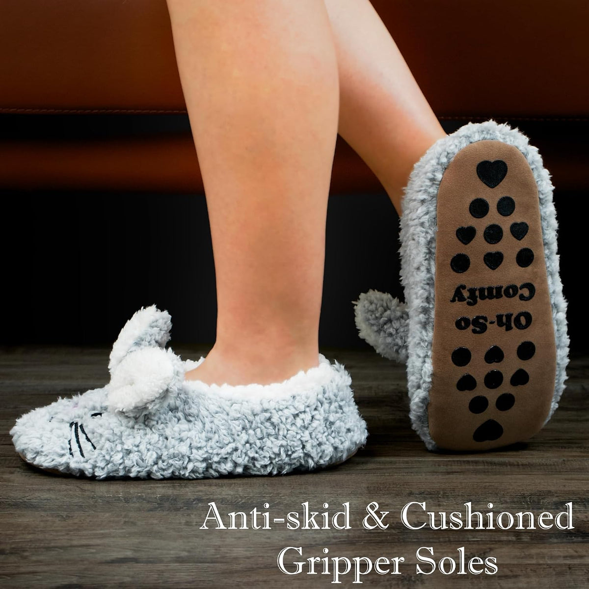 Cozylook Cute Animal Slippers for Women and Kids Fuzzy Non Slip Soft Sole