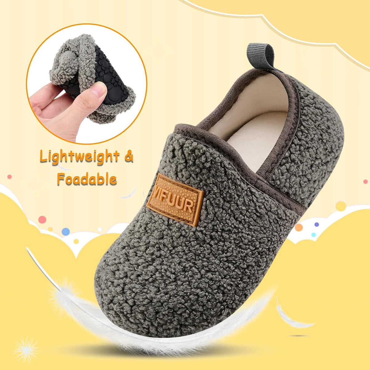 VIFUUR Kids Boys Girls House Slippers Babys Slip on Barefoot Socks Tollder