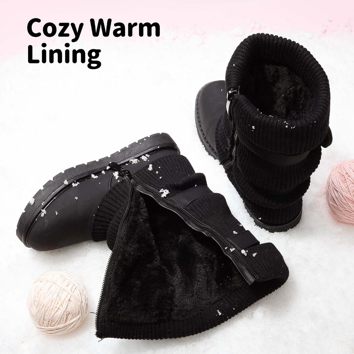 DREAM PAIRS Girls Winter Mid Calf Snow Boots