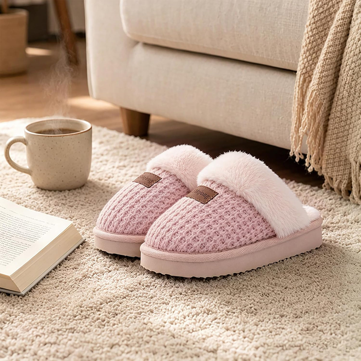 SMajong Kids Slippers Girls Boys Plush Lined