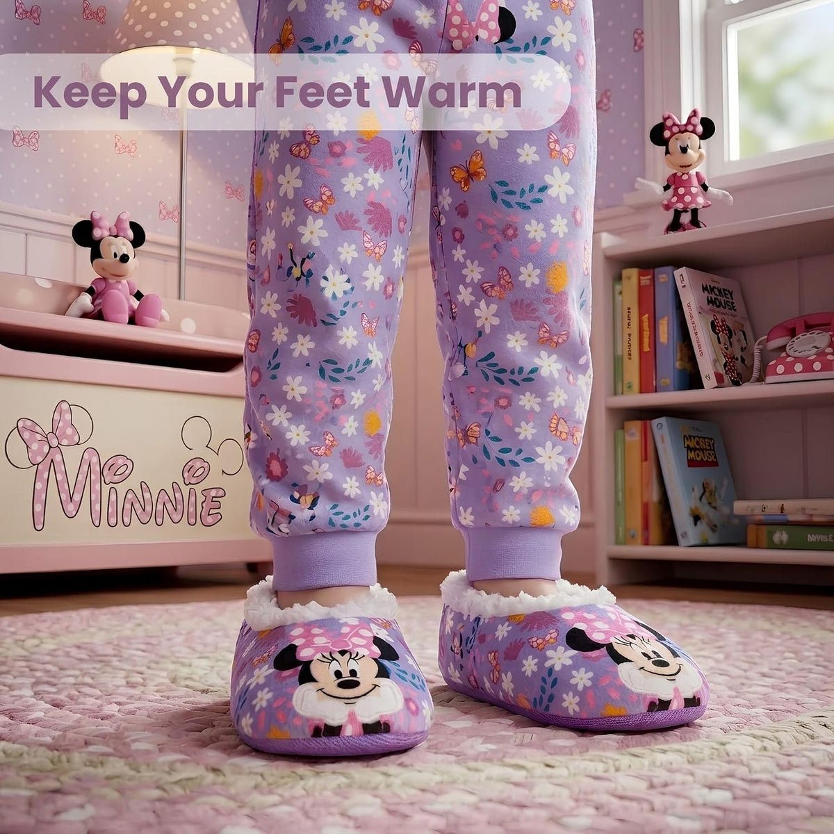 Slipper Socks for Girls Plush SlipOn Slippers Stitch Minnie Disney Princess