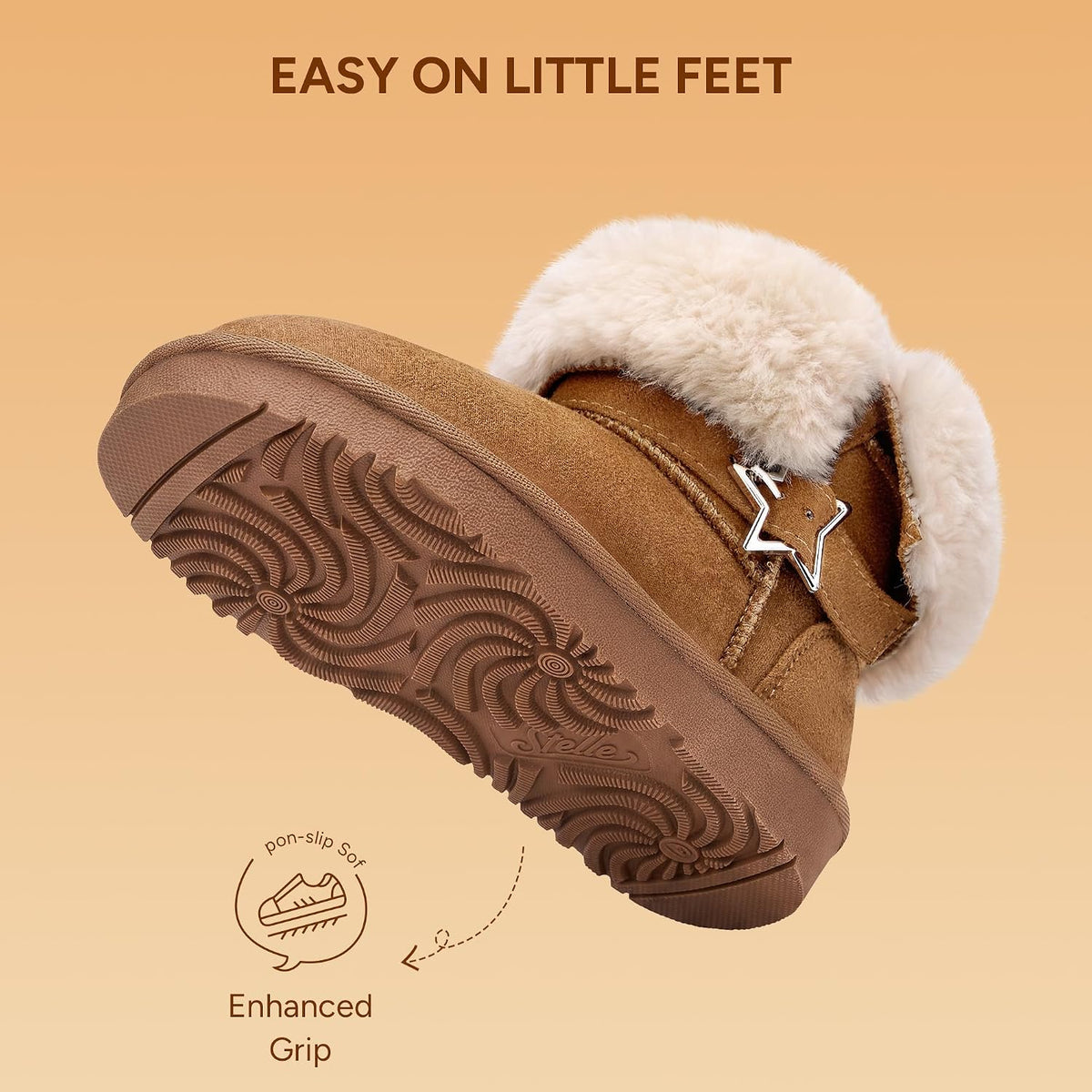 Stelle Girls Winter Boots Faux Fur Lined Fold-Down Collar