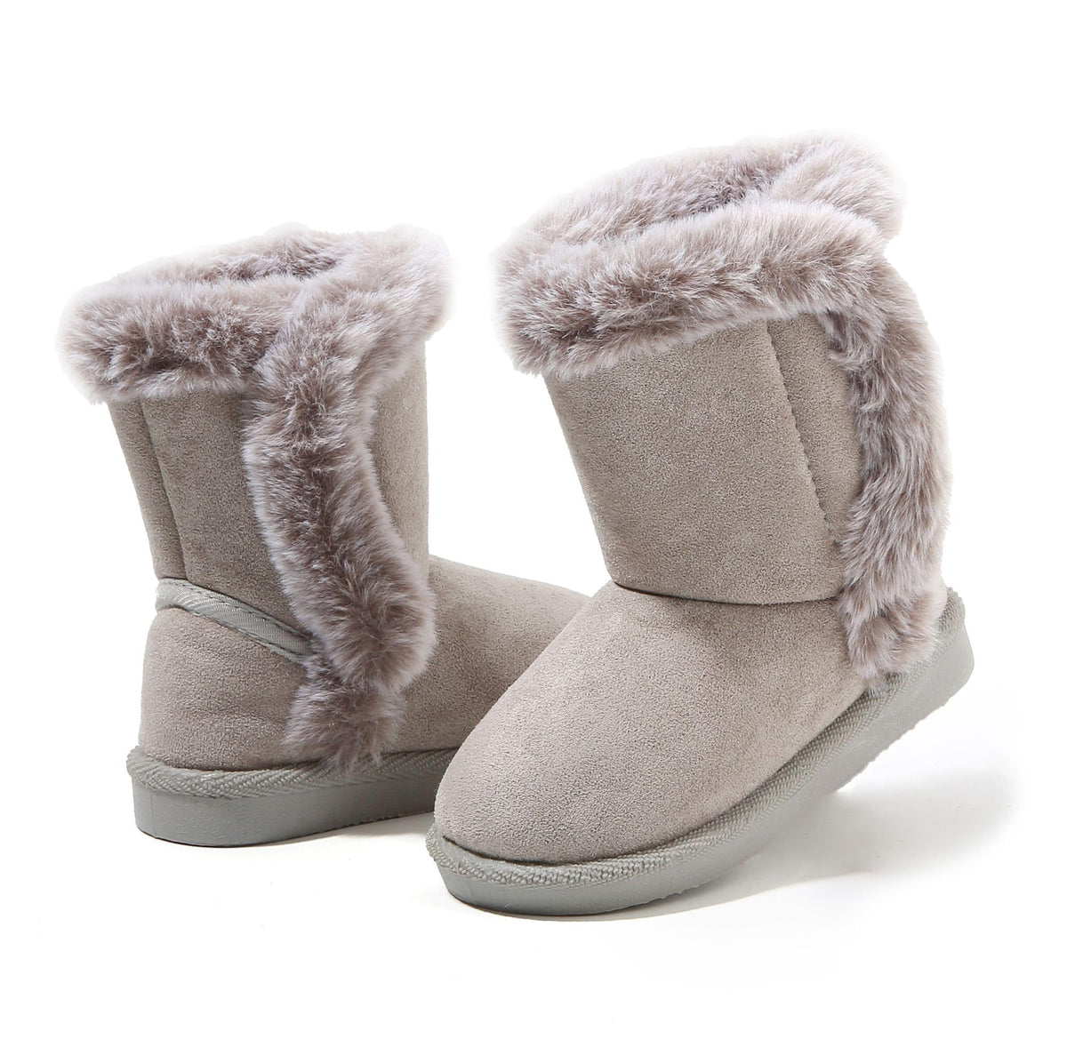 LONSOEN Winter Warm Boots Faux Fur Mid Calf Booties for Toddler Little Kid