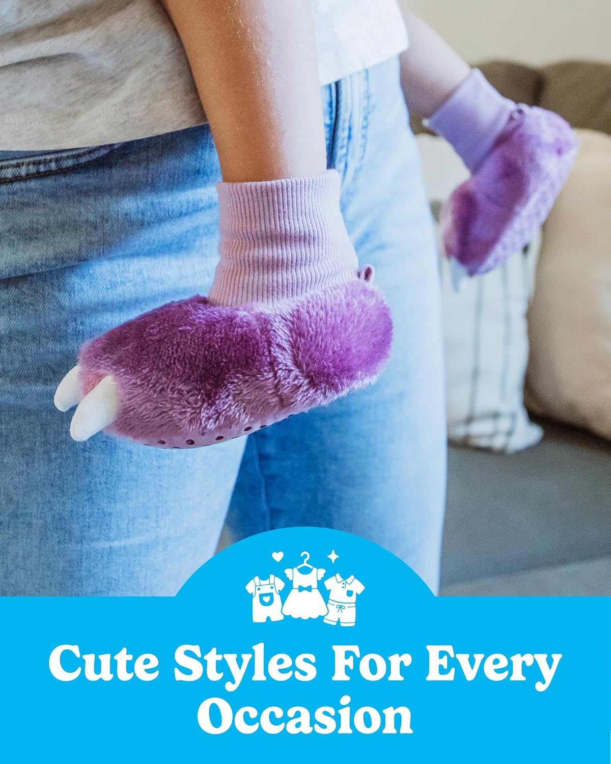 Carter's Baby & Toddler Claw Slipper - Cozy Anti-Slip Bootie for Babies