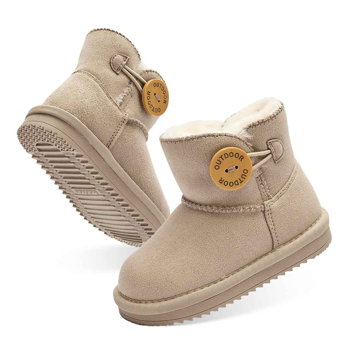 Balabala Kids Water-Resistant Snow Boots, Winter, Warm, Faux Fur, Suede