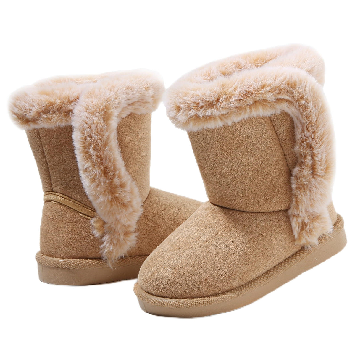 LONSOEN Winter Warm Boots Faux Fur Mid Calf Booties for Toddler Little Kid