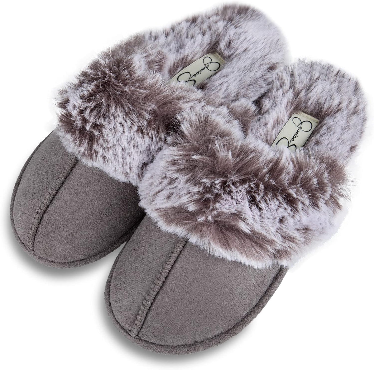 Jessica Simpson Girls Comfy Slippers - Cute Faux Fur Slip-on Shoes Memory Foam House Slipper