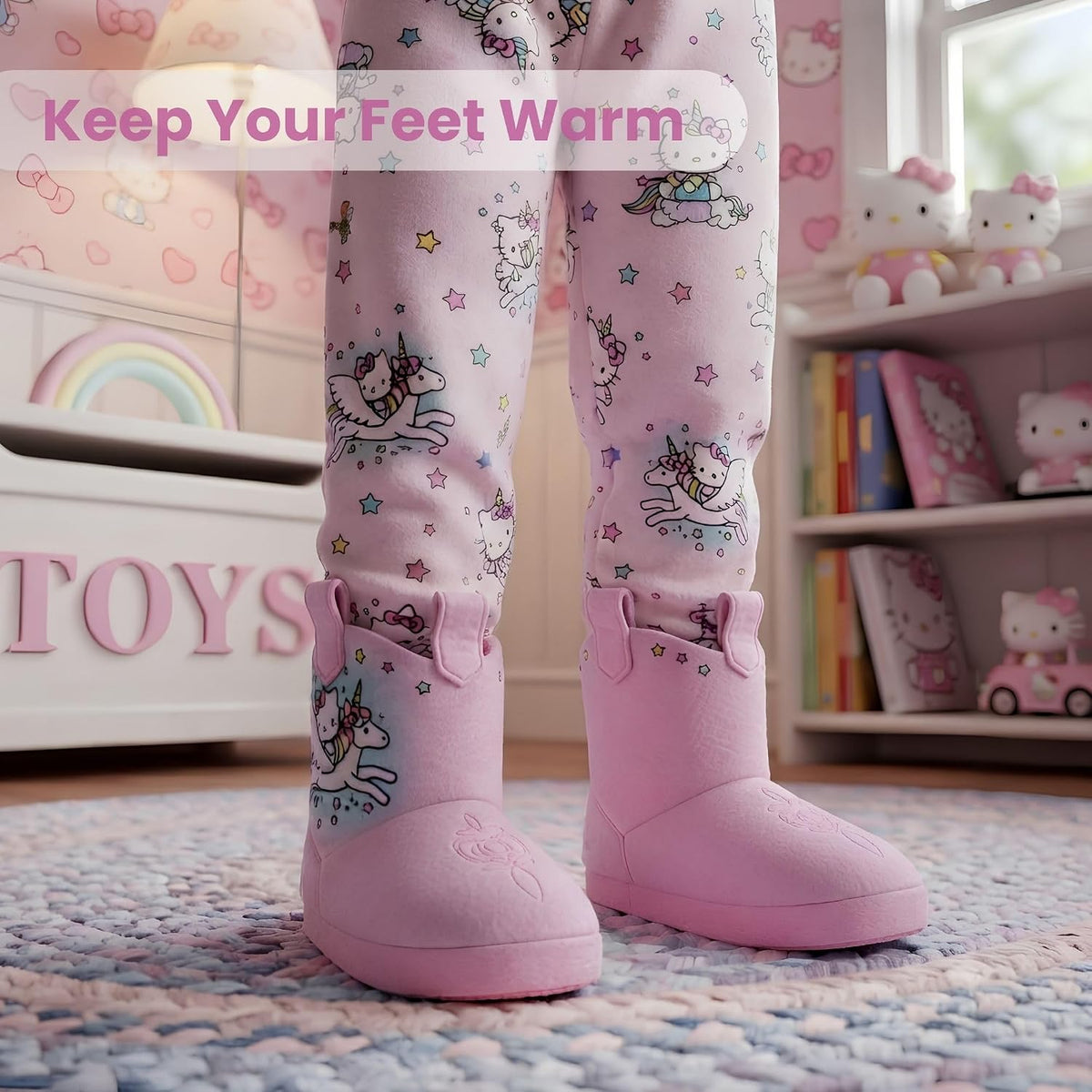 Josmo Hello Kitty Sanrio Slipper Indoor Cute Plush House Shoes for Kids
