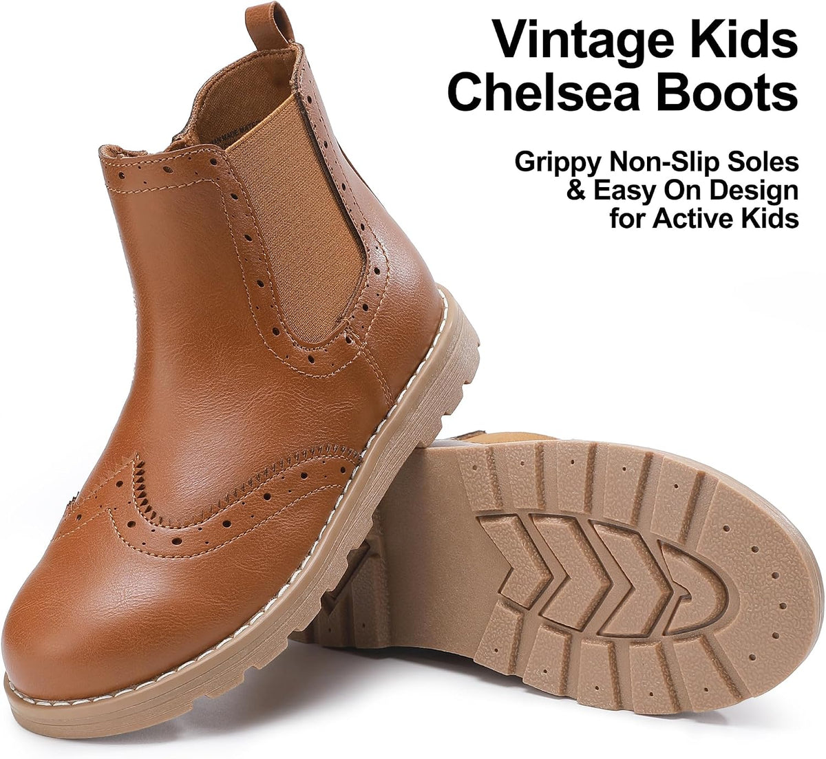 Girls Chelsea Ankle Boots Leather Comfort Shoes for Little/Big Kid