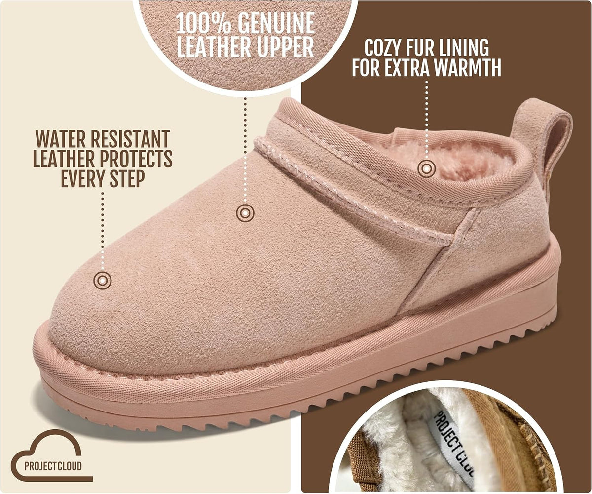 Project Cloud 100% Genuine Leather Slippers for Kids - Slip On Slippers