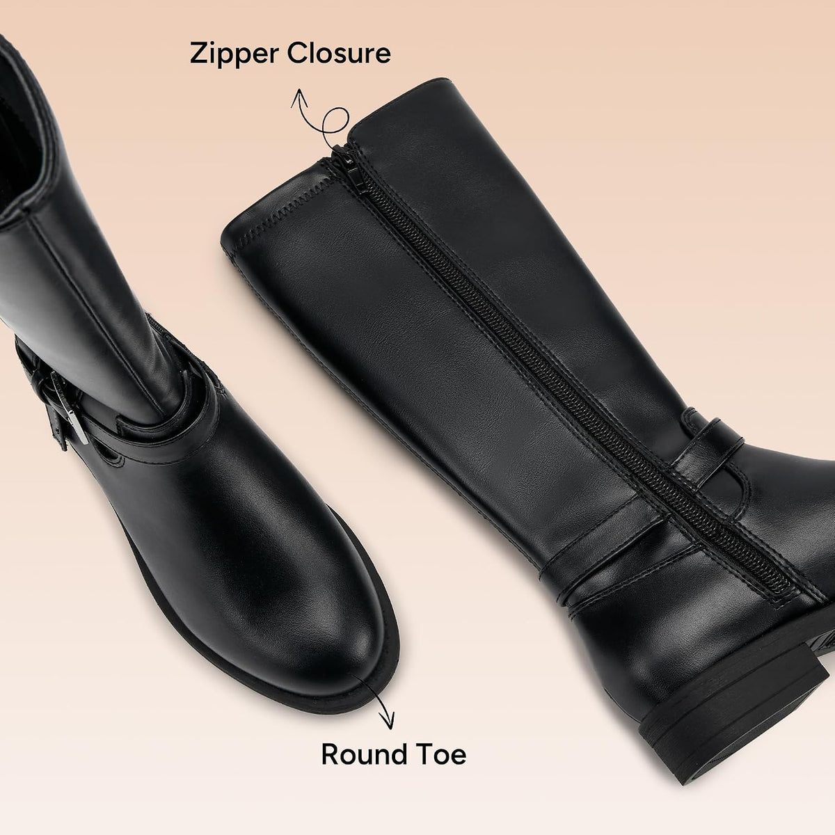 Stelle Girls Knee High Boots with Side Zipper Riding Boots