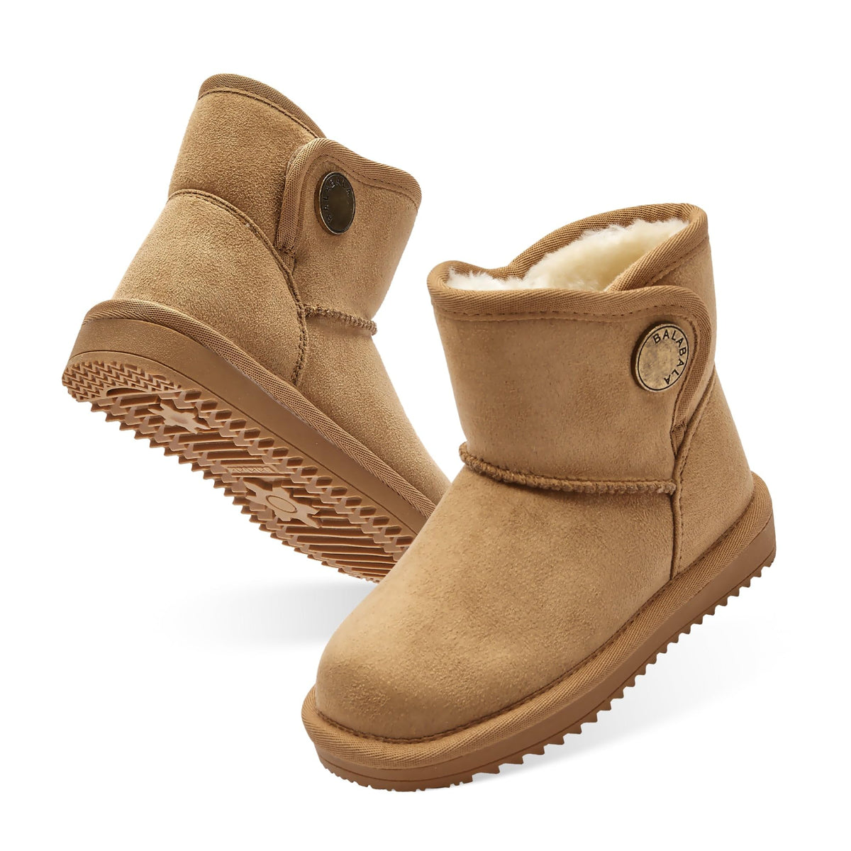 Balabala Kids Water-Resistant Snow Boots, Winter, Warm, Faux Fur, Suede