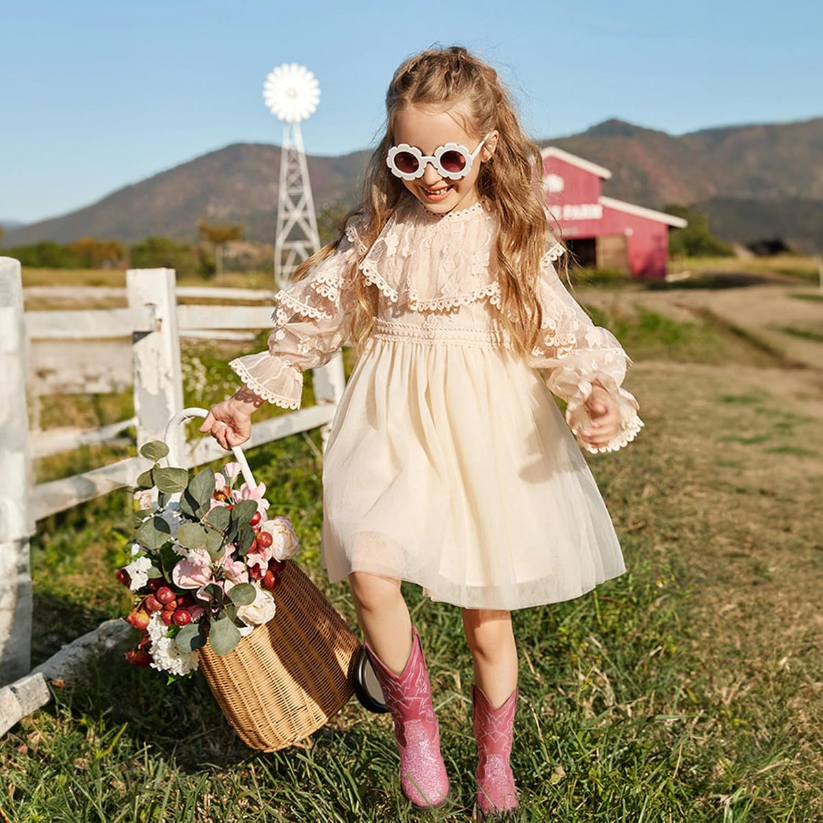 Choiran Cowboy Boots for Girls and Boys - Western Cowgirl Boots Unisex Mid Calf Riding Shoes for Toddler Little Kid/Big Kid