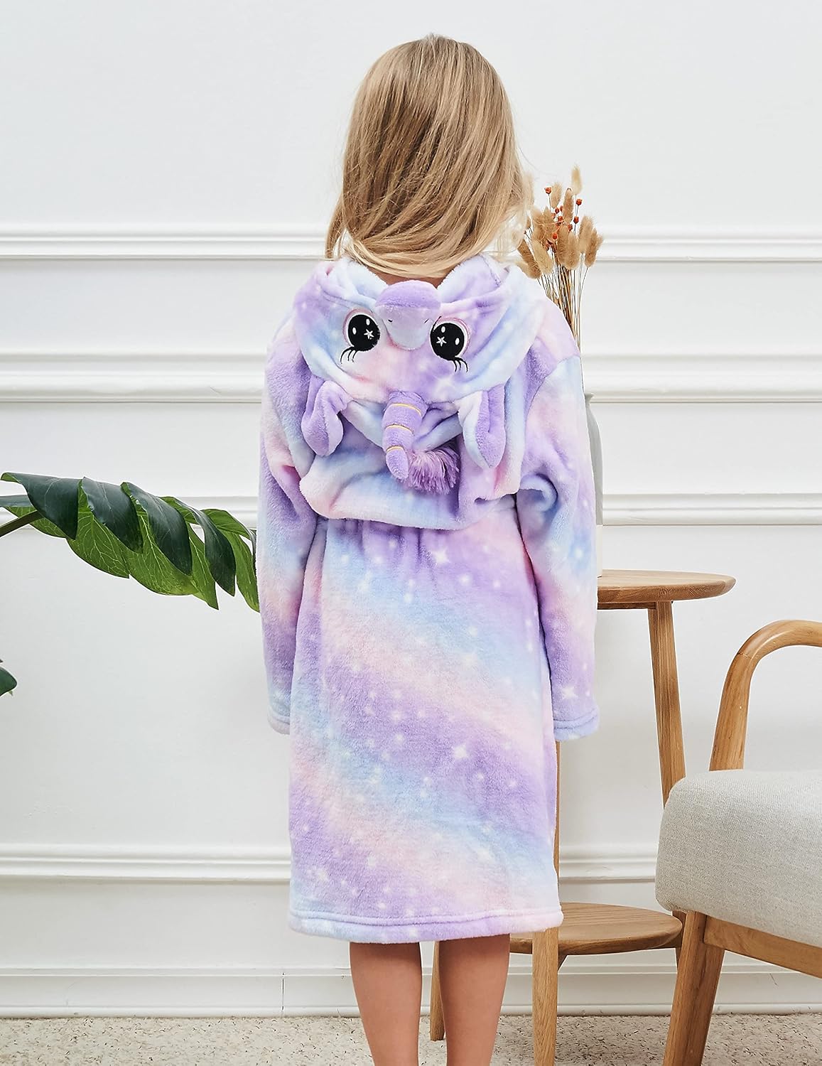 CHETOSHO Soft Unicorn Hooded Robe with Matching Slippers Headband and Blindfold for Girls