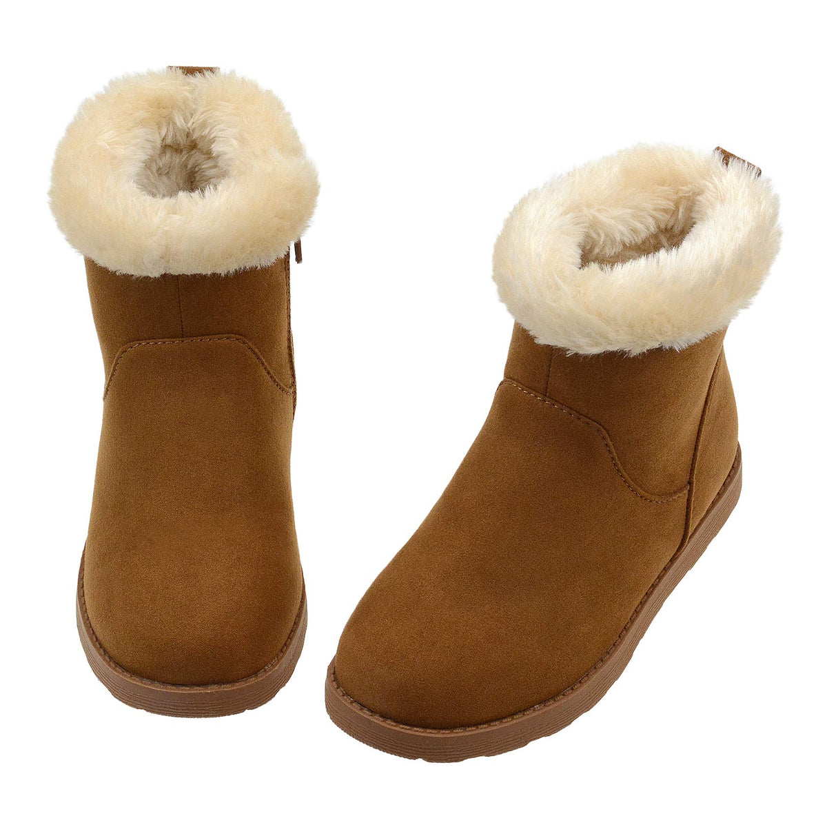 Vonair Girls Fuzzy Warm Winter Short Boots with Furry Faux Fur Lining Bootie Shoes for Toddler Little Big Kids Girls