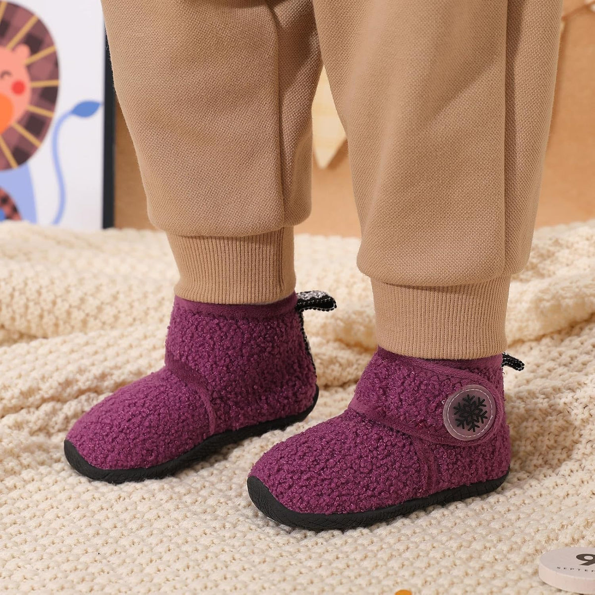 JOINFREE Toddler Fleece Slipper Booties Boys Girls Warm Winter House Shoes