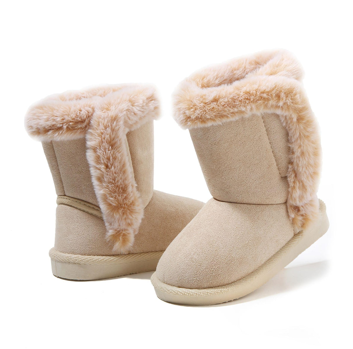 LONSOEN Winter Warm Boots Faux Fur Mid Calf Booties for Toddler Little Kid