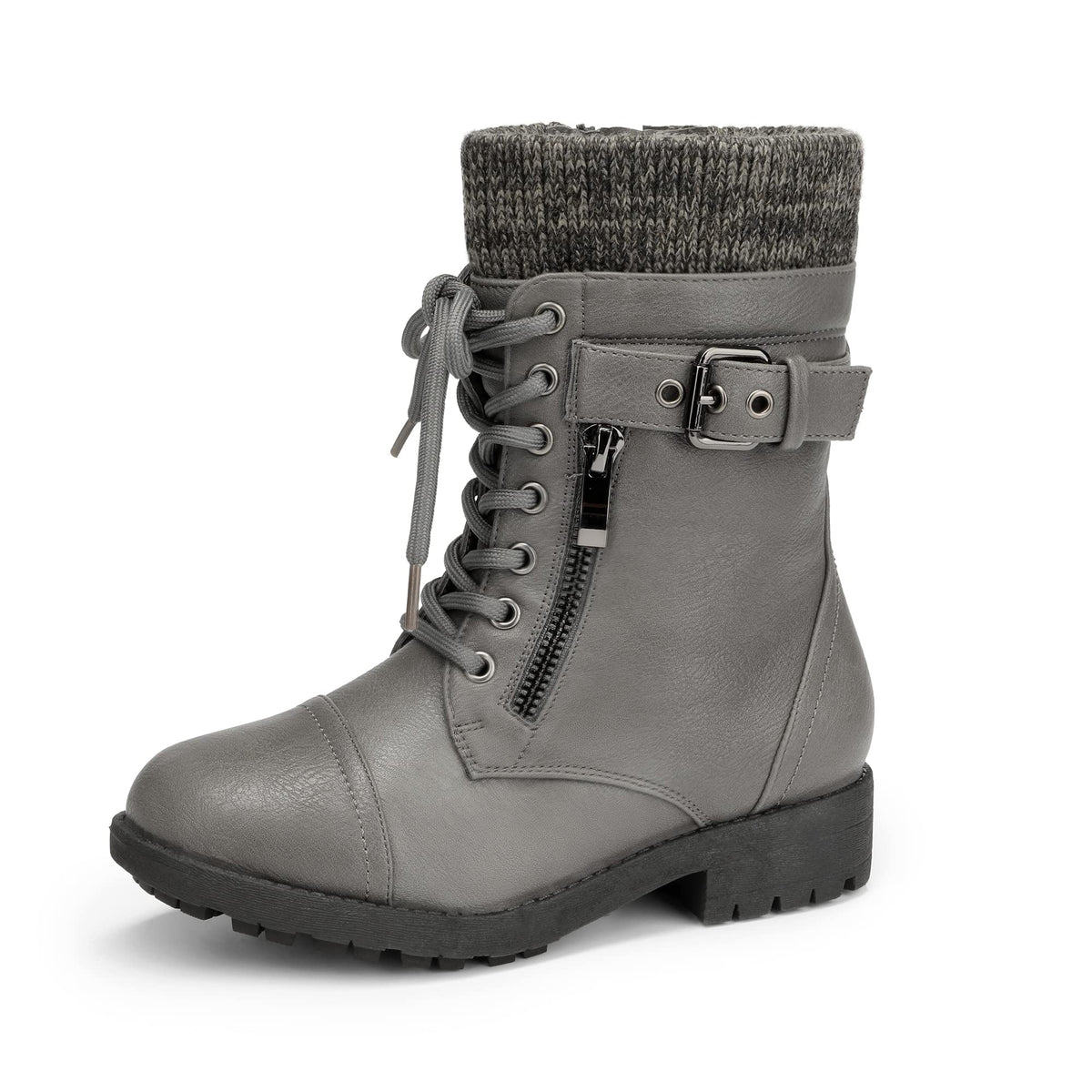 DREAM PAIRS Girl's Combat Lace up Mid Calf Boots