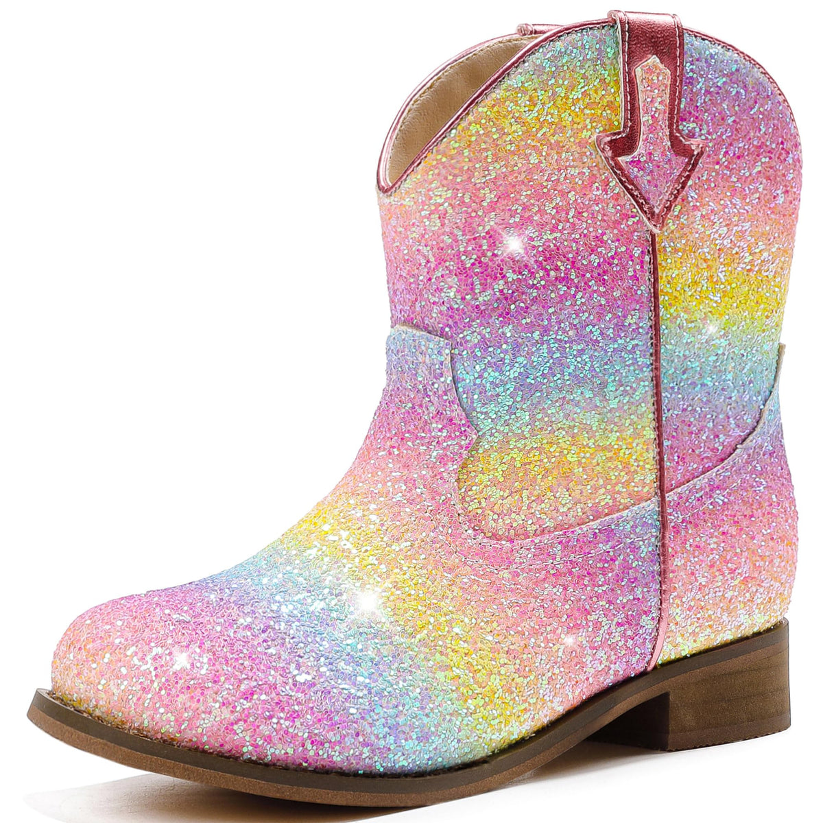 Motasha Toddler Girls Cowgirl Boots Glitter Toddler Cowboy Boot Ankle Girls Boots Little Kids Horse Riding Shoes Party Birthday