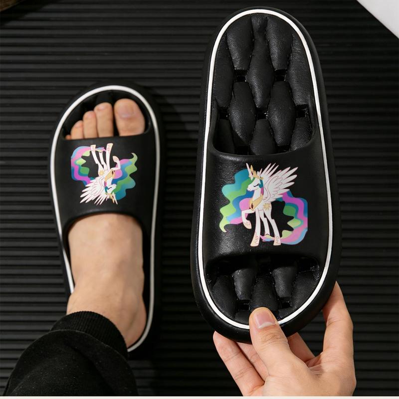 Cartoon Unicorn Princess Slippers for Women Girls Soft Comfortable Home Slippers Non-slip Indoor House Shoes with Colorful Mane Wings Design