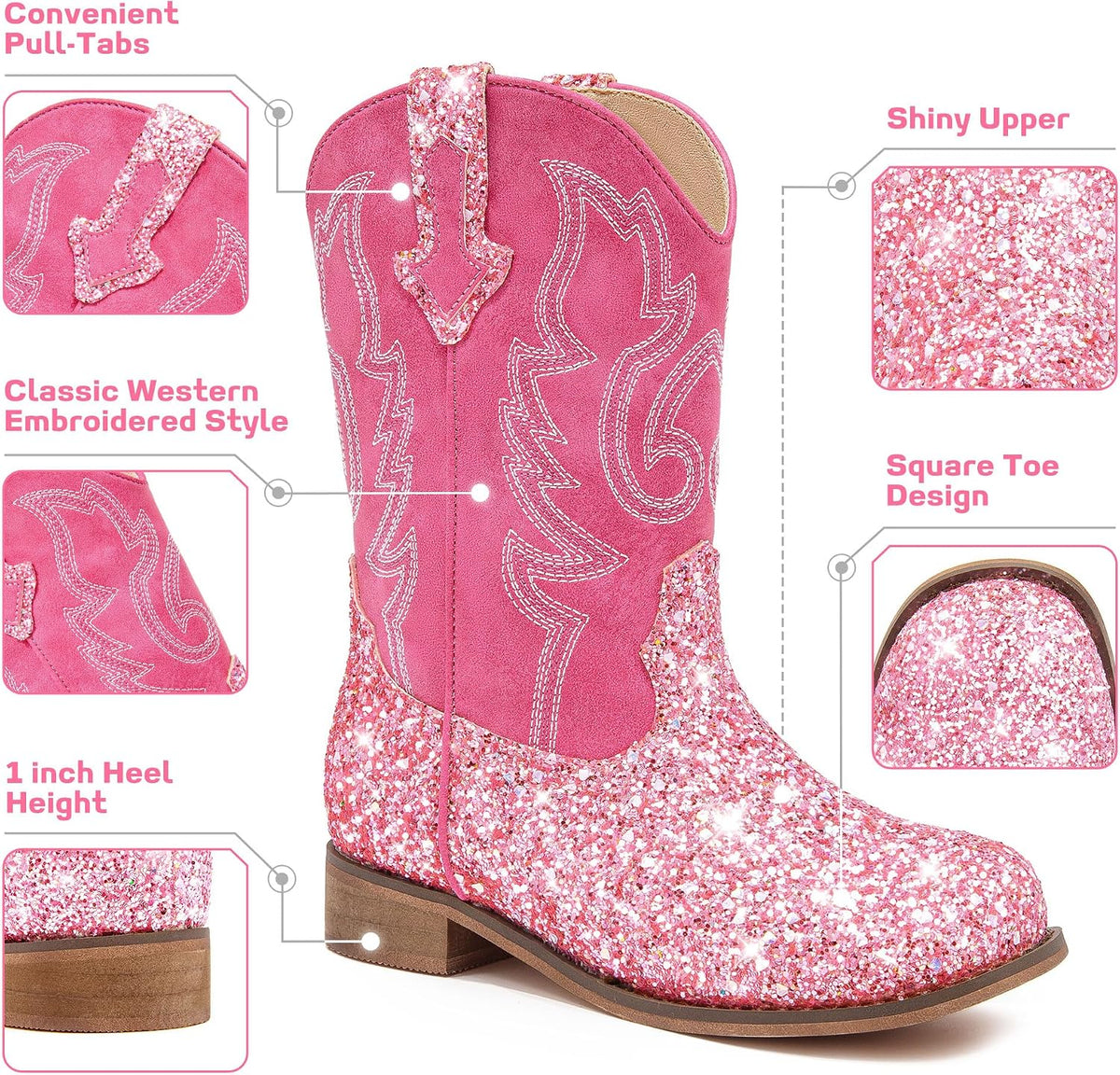 Motasha Cowgirl Boots for Girls Toddler Boys Cowboy Boots Little Kids