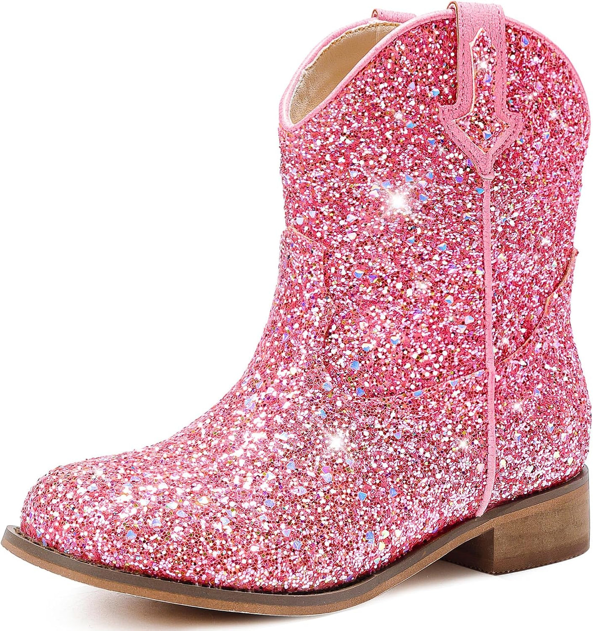 Motasha Toddler Girls Cowgirl Boots Glitter Toddler Cowboy Boot Ankle Girls Boots Little Kids Horse Riding Shoes Party Birthday