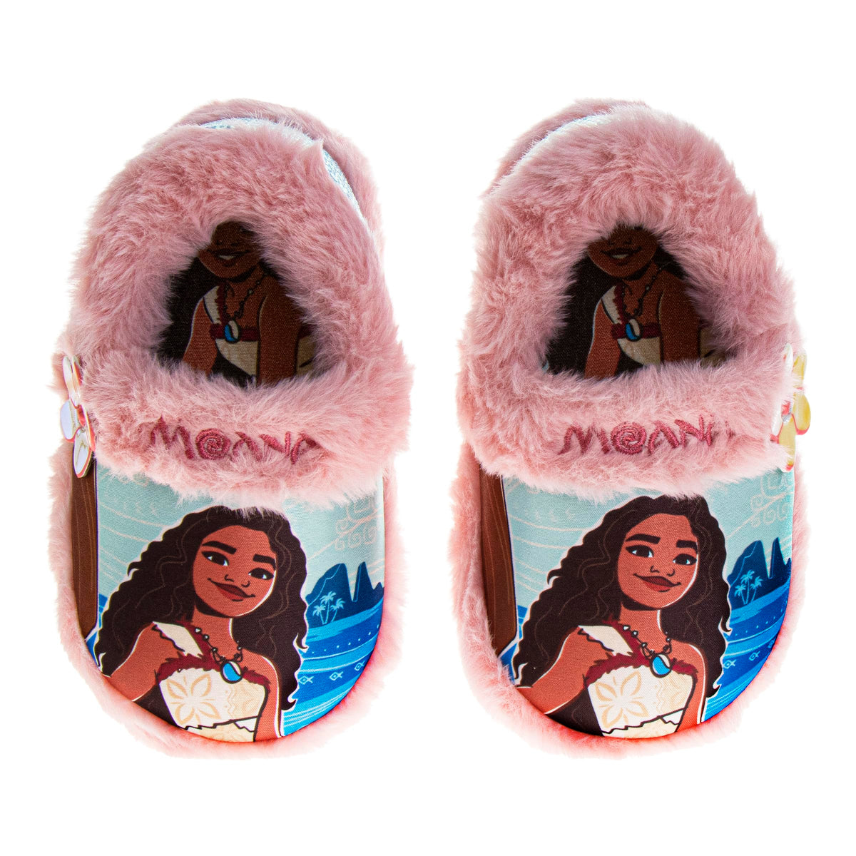 Disney Girls' Moana Slippers - Princess Moana Plush Fuzzy Slippers (Toddler/Little Girl)