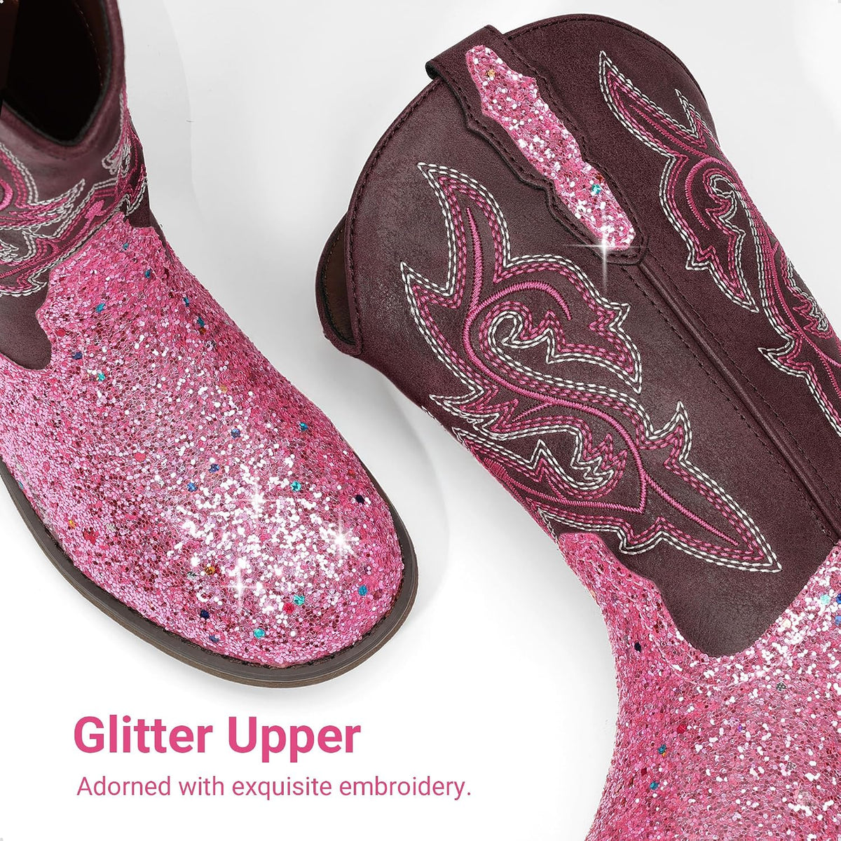 DREAM PAIRS Girls Cowboy Cowgirl Boots