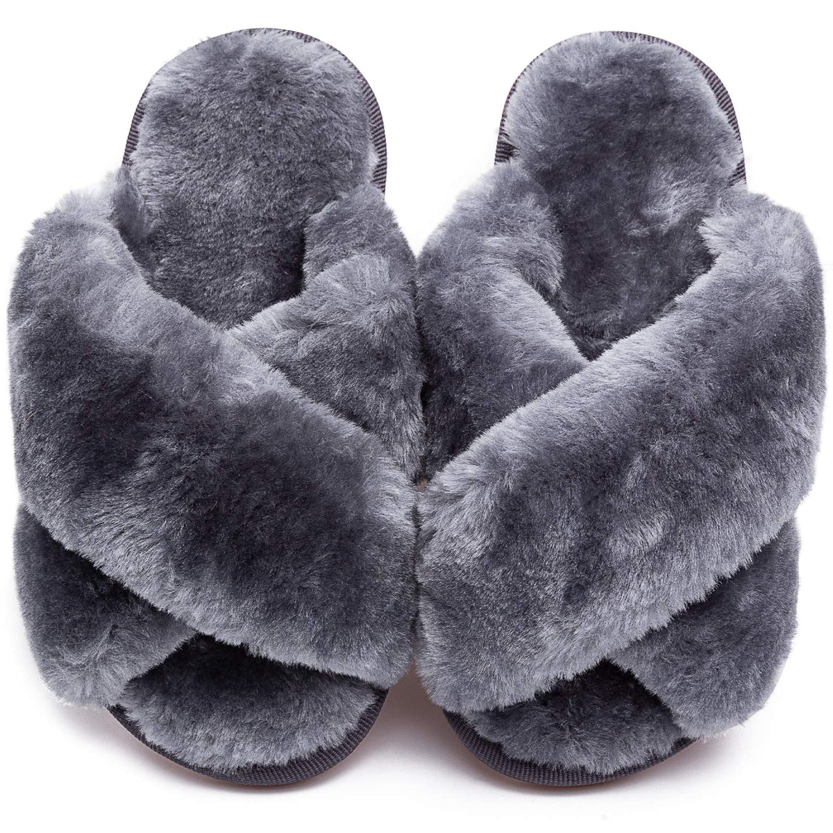 Girls Fluffy Slippers Kids Open Toe House Shoes Soft Plush Slides Sandals