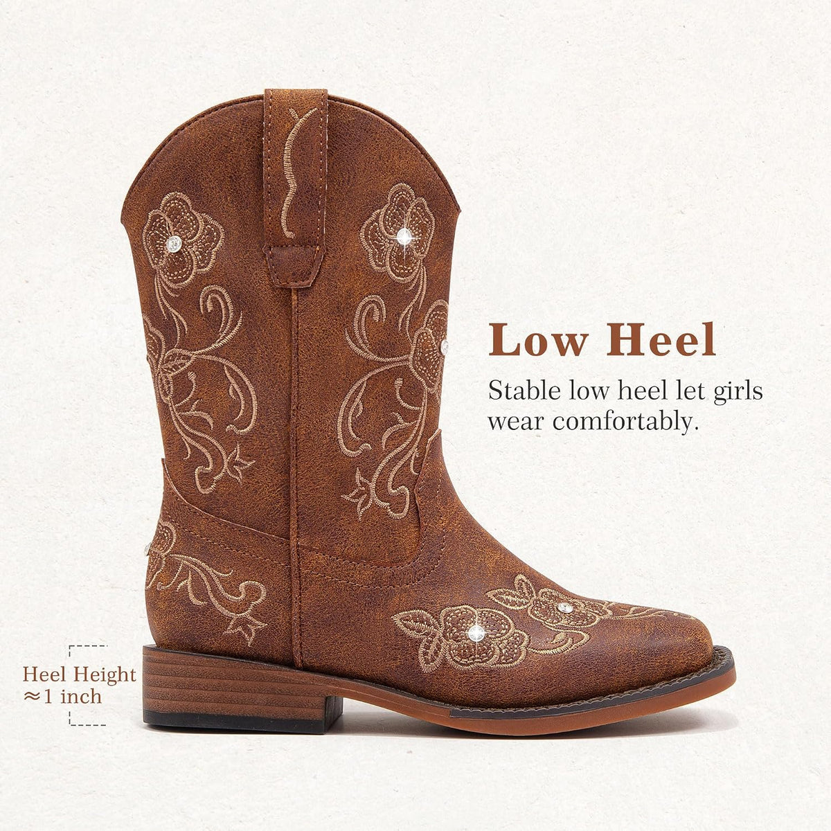 Motasha Girls Cowboy Boots Western Floral Little Big Kids Cowgirl Boots