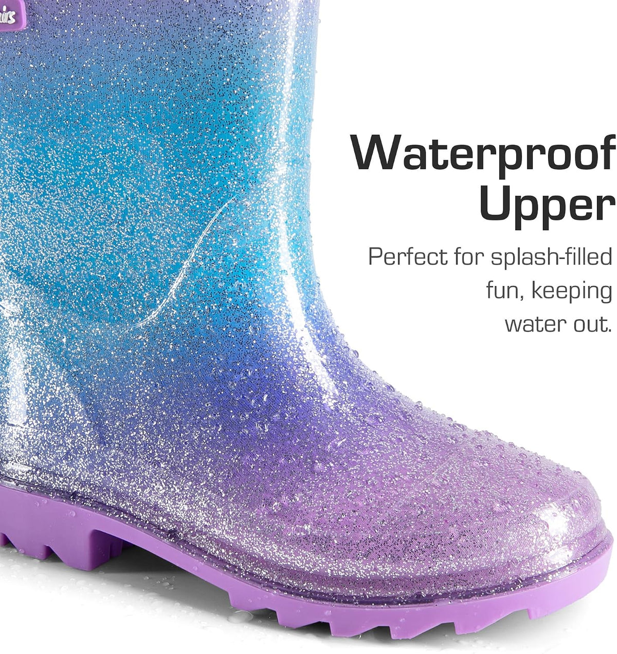 DREAM PAIRS Kids Glitter Rain Boots