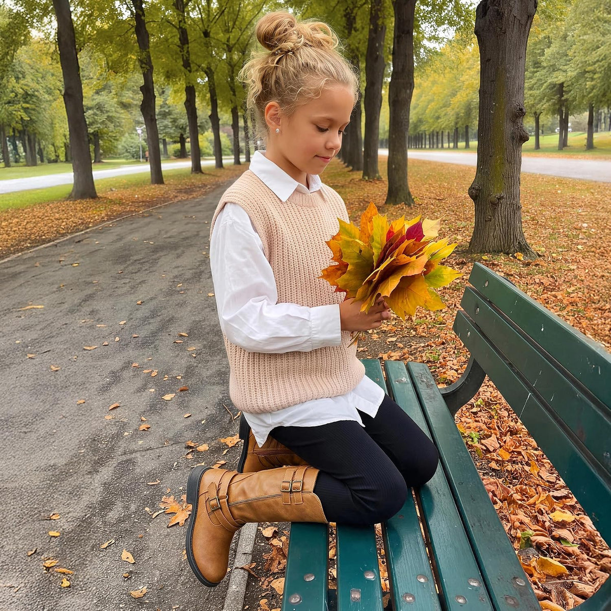 DREAM PAIRS Girls Knee High Riding Boots